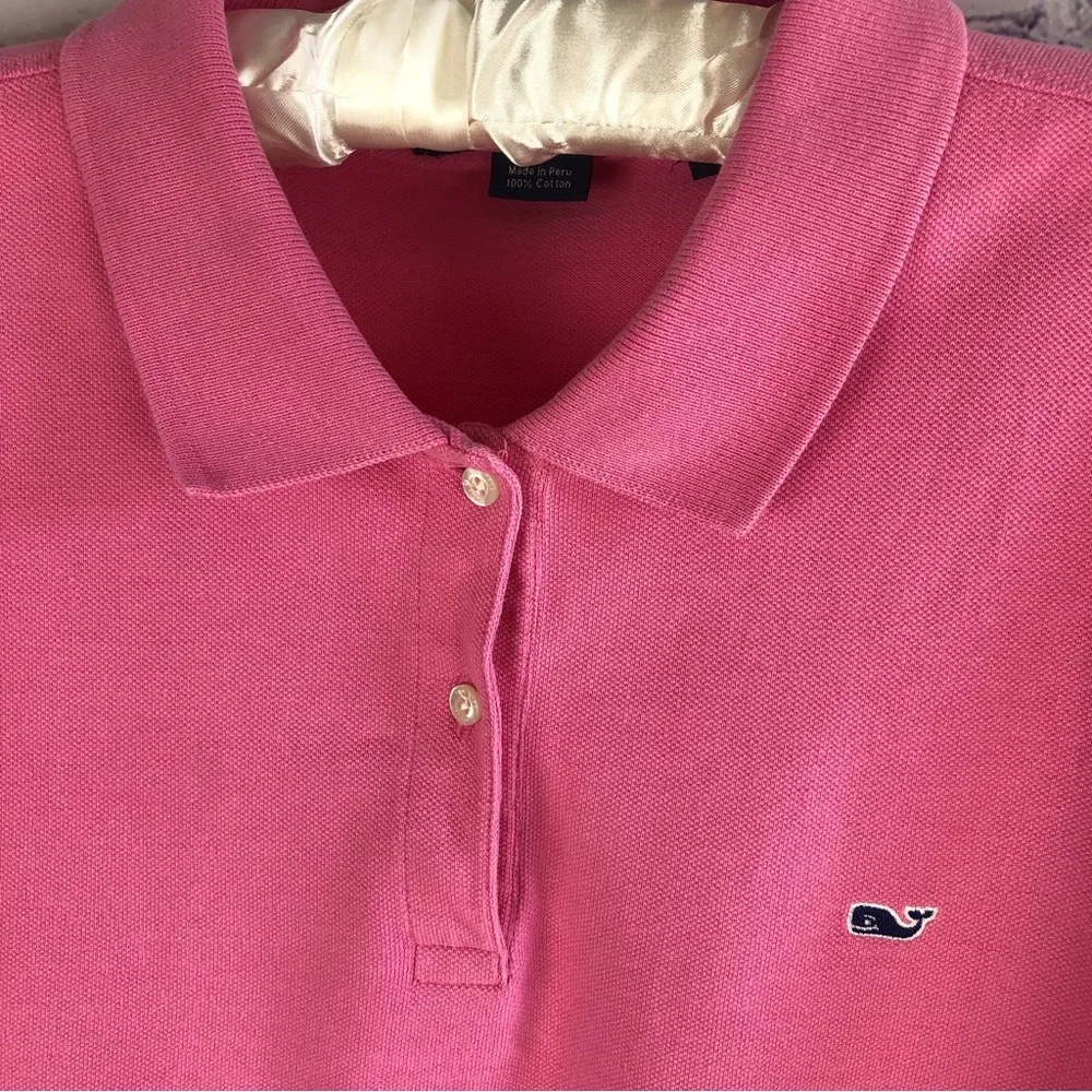 Vineyard Vines Classic Pique Polo short sleeve shirt cotton hot pink size large - Picture 2 of 7